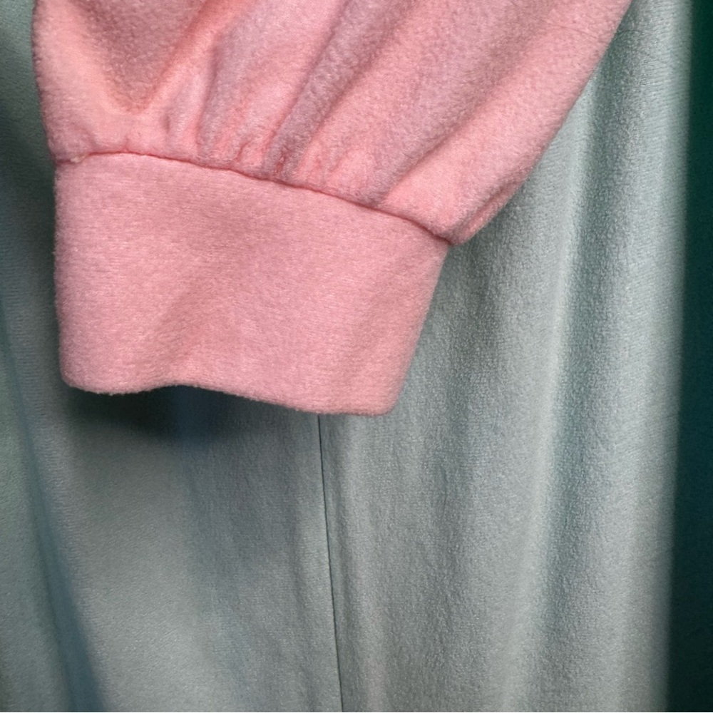 Vintage Appel Fleece Robe Long Maxi Blue & Pink Zips Half Way Size Small mumu C7 - Picture 9 of 11